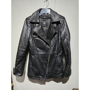 leather jacket Whet Blu Asymmetrical Zip Moto Zip In Lining XL Pristine-no Belt